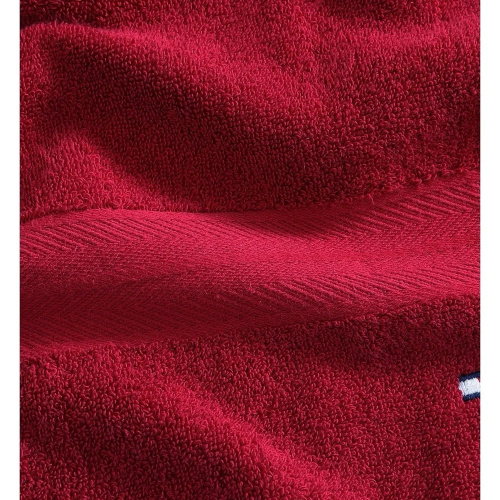 Tommy Hilfiger Deep Red Cotton Bath Towel with Logo